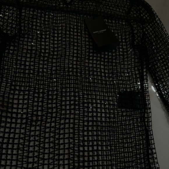 Saint Laurent Authentic Mesh Long Sleeves Sequins Black - Picture 7 of 7